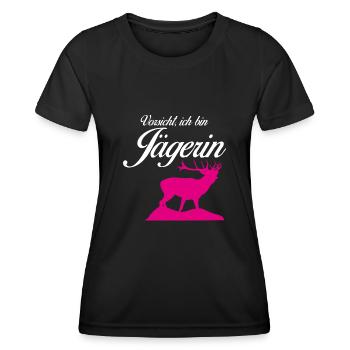 Jägerin Jagd Hirsche Revier Jäger - Frauen Funktions-T-Shirt - Schwarz - Vorne - AI Model Female 172 light (172cm)
