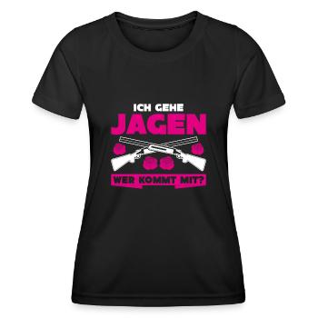 Jägerin Ich gehe Jagen Keiler Jäger - Frauen Funktions-T-Shirt - Schwarz - Vorne - AI Model Female 172 light (172cm)