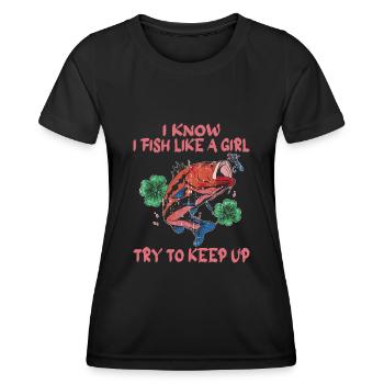 Pêche Pêche Pêcheur Pêche Canne à pêche - T-shirt sport Femme - noir - Devant - AI Model Female 172 light (172cm)