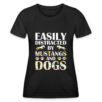 Chiens Chevaux Pitbull Buldogge Terrier - T-shirt sport Femme - noir - Devant - AI Model Female 172 light (172cm)