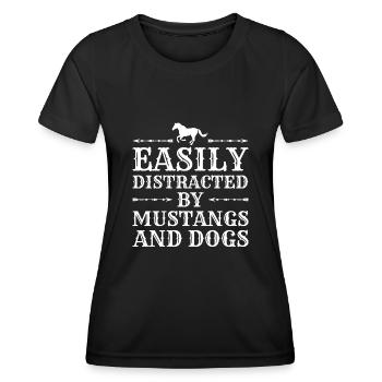 Chiens Chevaux Pitbull Buldogge Terrier - T-shirt sport Femme - noir - Devant - AI Model Female 172 light (172cm)
