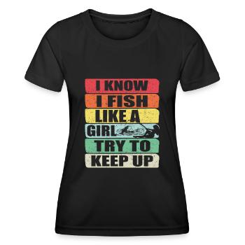 Pêche Pêche Pêcheur Pêche Canne à pêche - T-shirt sport Femme - noir - Devant - AI Model Female 172 light (172cm)