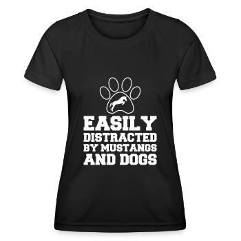 Chiens Chevaux Pitbull Buldogge Terrier - T-shirt sport Femme - noir - Devant - AI Model Female 172 light (172cm)