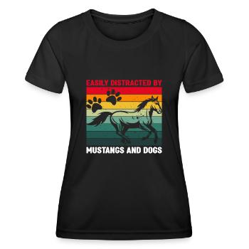 Chiens Chevaux Pitbull Buldogge Terrier - T-shirt sport Femme - noir - Devant - AI Model Female 172 light (172cm)