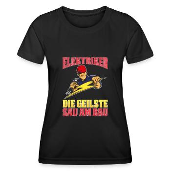 Handwerker Berufe Elektroniker Elektriker - Frauen Funktions-T-Shirt - Schwarz - Vorne - AI Model Female 172 light (172cm)