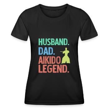 Ehemann Vater Aikido-Legende - Frauen Funktions-T-Shirt - Schwarz - Vorne - AI Model Female 172 light (172cm)