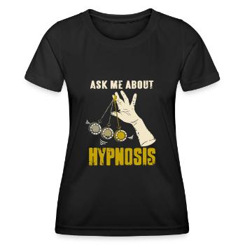 Posez-moi des questions sur l’hypnose - T-shirt sport Femme - noir - Devant - AI Model Female 172 light (172cm)