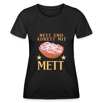 Mettigel Mettbrötchen Nett mir Mett - Frauen Funktions-T-Shirt - Schwarz - Vorne - AI Model Female 172 light (172cm)