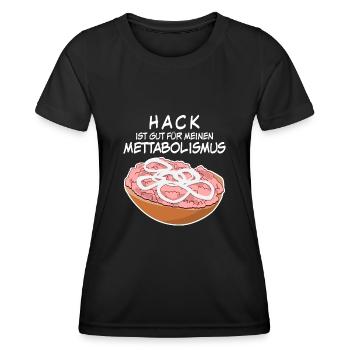 Mettbrötchen Hackfleisch Mett Mettigel - Frauen Funktions-T-Shirt - Schwarz - Vorne - AI Model Female 172 light (172cm)