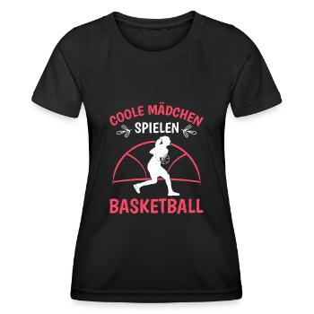 Coole Mädchen spielen Basketball Damen - Frauen Funktions-T-Shirt - Schwarz - Vorne - AI Model Female 172 light (172cm)