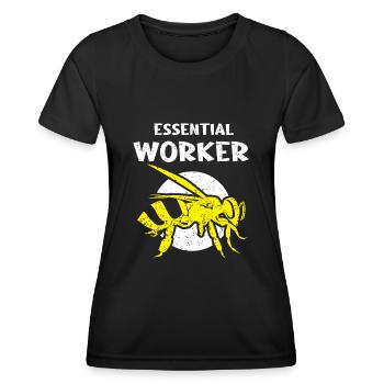 Wesentlicher Arbeiter, Biene, Imker, Wabe - Frauen Funktions-T-Shirt - Schwarz - Vorne - AI Model Female 172 light (172cm)