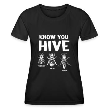 Wesentlicher Arbeiter, Biene, Imker, Wabe - Frauen Funktions-T-Shirt - Schwarz - Vorne - AI Model Female 172 light (172cm)