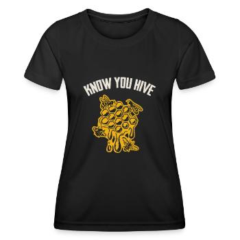 Wesentlicher Arbeiter, Biene, Imker, Wabe - Frauen Funktions-T-Shirt - Schwarz - Vorne - AI Model Female 172 light (172cm)