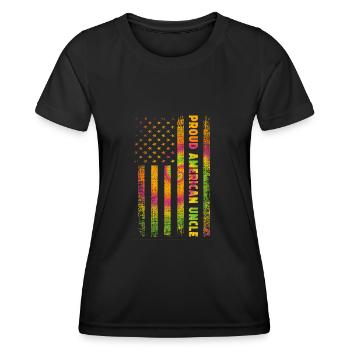 Amerika Onkel - Frauen Funktions-T-Shirt - Schwarz - Vorne - AI Model Female 172 light (172cm)