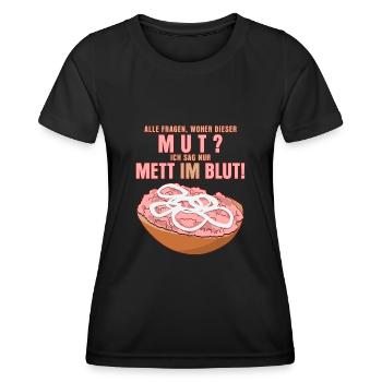 Mettbrötchen Mettfleisch Hack Mett - Frauen Funktions-T-Shirt - Schwarz - Vorne - AI Model Female 172 light (172cm)