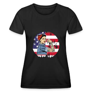 États-Unis Amérique Américain Américain - T-shirt sport Femme - noir - Devant - AI Model Female 172 light (172cm)