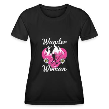 Randonnée Femme Montagnes Coeur Randonneur - T-shirt sport Femme - noir - Devant - AI Model Female 172 light (172cm)