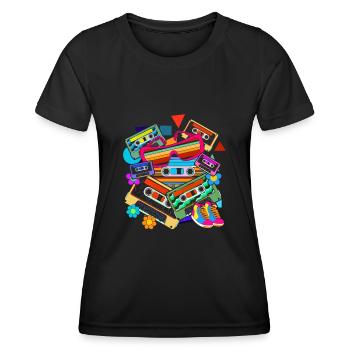 Eighties Gift Idea Retro Cassette - Women's Functional T-Shirt - black - Front - AI Model Female 172 light (172cm)