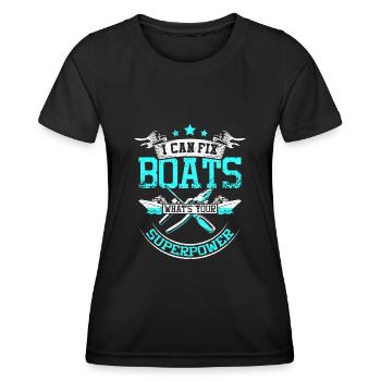 I fix boats - Frauen Funktions-T-Shirt - Schwarz - Vorne - AI Model Female 172 light (172cm)