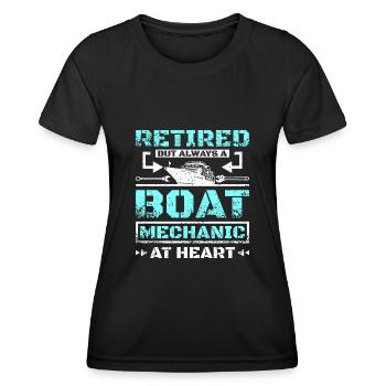 Retired but always a boat mechanic at heart - Frauen Funktions-T-Shirt - Schwarz - Vorne - AI Model Female 172 light (172cm)