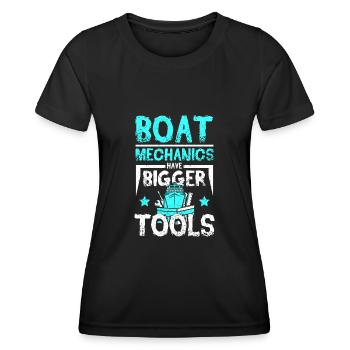 Les mécaniciens de bateaux ont des outils plus gros - T-shirt sport Femme - noir - Devant - AI Model Female 172 light (172cm)