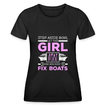 Woman Girl fix boats - Frauen Funktions-T-Shirt - Schwarz - Vorne - AI Model Female 172 light (172cm)