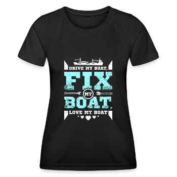 Fix my boat love my boat - Frauen Funktions-T-Shirt - Schwarz - Vorne - AI Model Female 172 light (172cm)
