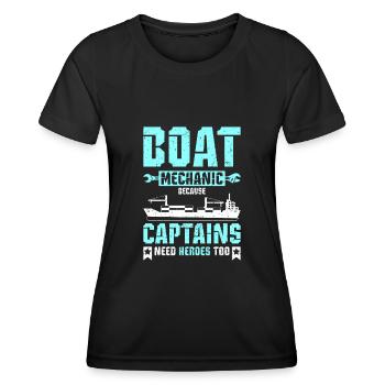 Boat mechanic because captains need heroes too - Frauen Funktions-T-Shirt - Schwarz - Vorne - AI Model Female 172 light (172cm)
