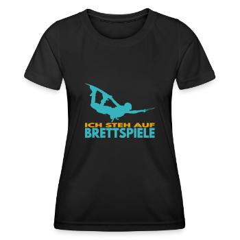 Ich steh auf Brettspiele. Wakeboard Lifestyle - Frauen Funktions-T-Shirt - Schwarz - Vorne - AI Model Female 172 light (172cm)