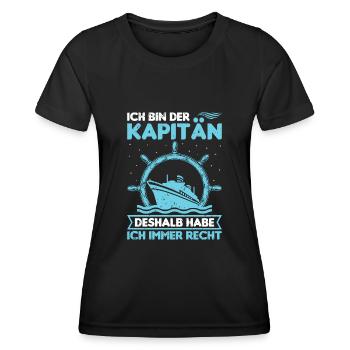 Kapitän Bootsschein Segeln Boot - Frauen Funktions-T-Shirt - Schwarz - Vorne - AI Model Female 172 light (172cm)