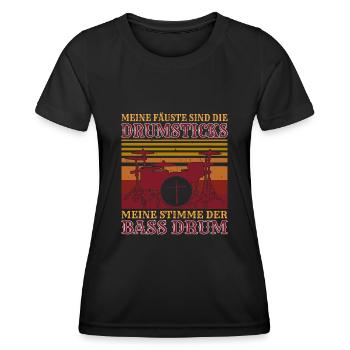 Drummer Drumsticks Schlagzeug Musiker - Frauen Funktions-T-Shirt - Schwarz - Vorne - AI Model Female 172 light (172cm)