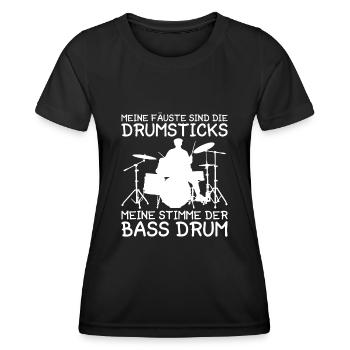 Drummer Drumsticks Schlagzeug Musiker - Frauen Funktions-T-Shirt - Schwarz - Vorne - AI Model Female 172 light (172cm)