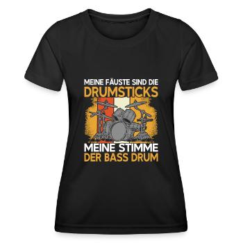 Drummer Drumsticks Schlagzeug Musiker - Frauen Funktions-T-Shirt - Schwarz - Vorne - AI Model Female 172 light (172cm)