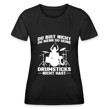 Drummer Drumsticks Schlagzeug Musiker - Frauen Funktions-T-Shirt - Schwarz - Vorne - AI Model Female 172 light (172cm)