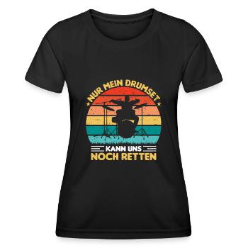 Drummer Drumsticks Schlagzeug Musiker - Frauen Funktions-T-Shirt - Schwarz - Vorne - AI Model Female 172 light (172cm)