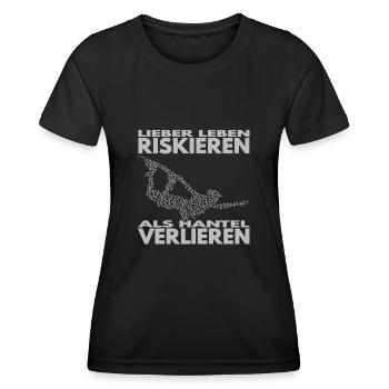 Lieber Leben riskieren, als Hantel verlieren. - Frauen Funktions-T-Shirt - Schwarz - Vorne - AI Model Female 172 light (172cm)