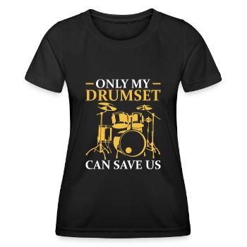 Drummer Drumsticks Schlagzeug Musiker - Frauen Funktions-T-Shirt - Schwarz - Vorne - AI Model Female 172 light (172cm)
