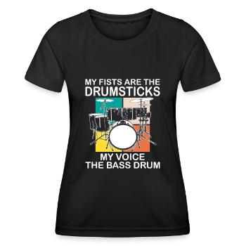Drummer Drumsticks Schlagzeug Musiker - Frauen Funktions-T-Shirt - Schwarz - Vorne - AI Model Female 172 light (172cm)