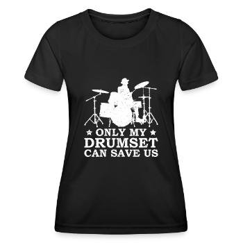 Drummer Drumsticks Schlagzeug Musiker - Frauen Funktions-T-Shirt - Schwarz - Vorne - AI Model Female 172 light (172cm)