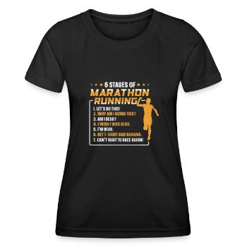 6 Stages of Marathon Running Funny Marathon Runner - Women's Functional T-Shirt - black - Front - AI Model Female 172 light (172cm)