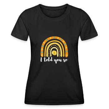 Crypto Bitcoin Rainbow Krypto Bitcoin Shirt - Frauen Funktions-T-Shirt - Schwarz - Vorne - AI Model Female 172 light (172cm)