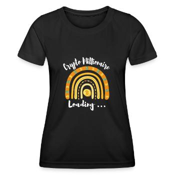Crypto Millionaire Loading Rainbow Bitcoin Shirt - Frauen Funktions-T-Shirt - Schwarz - Vorne - AI Model Female 172 light (172cm)