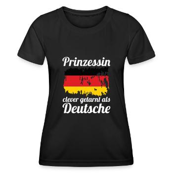 Prinzessin Deutscher Deutsches Deutschland - Frauen Funktions-T-Shirt - Schwarz - Vorne - AI Model Female 172 light (172cm)