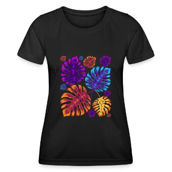 Plante d’intérieur Monstera Deliciosa Plante Monstera - T-shirt sport Femme - noir - Devant - AI Model Female 172 light (172cm)