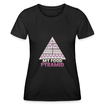 Pyramide alimentaire Amateurs de vin rouge et de café - T-shirt sport Femme - noir - Devant - AI Model Female 172 light (172cm)