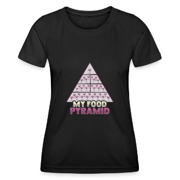 Lustiges Lebensmittelpyramide Rotweintrinker - Frauen Funktions-T-Shirt - Schwarz - Vorne - AI Model Female 172 light (172cm)