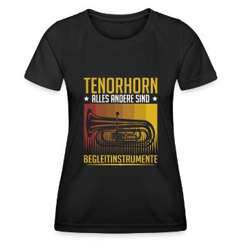 Tenorhorn Blechblasinstrument Musikinstrument - Frauen Funktions-T-Shirt - Schwarz - Vorne - AI Model Female 172 light (172cm)