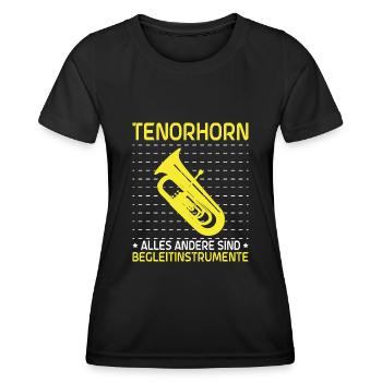 Tenorhorn Blechblasinstrument Musikinstrument - Frauen Funktions-T-Shirt - Schwarz - Vorne - AI Model Female 172 light (172cm)