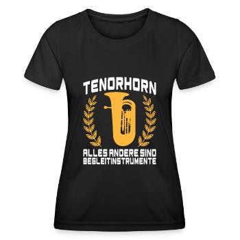 Tenorhorn Blechblasinstrument Musikinstrument - Frauen Funktions-T-Shirt - Schwarz - Vorne - AI Model Female 172 light (172cm)