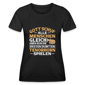 Tenorhorn Blechblasinstrument Musikinstrument - Frauen Funktions-T-Shirt - Schwarz - Vorne - AI Model Female 172 light (172cm)